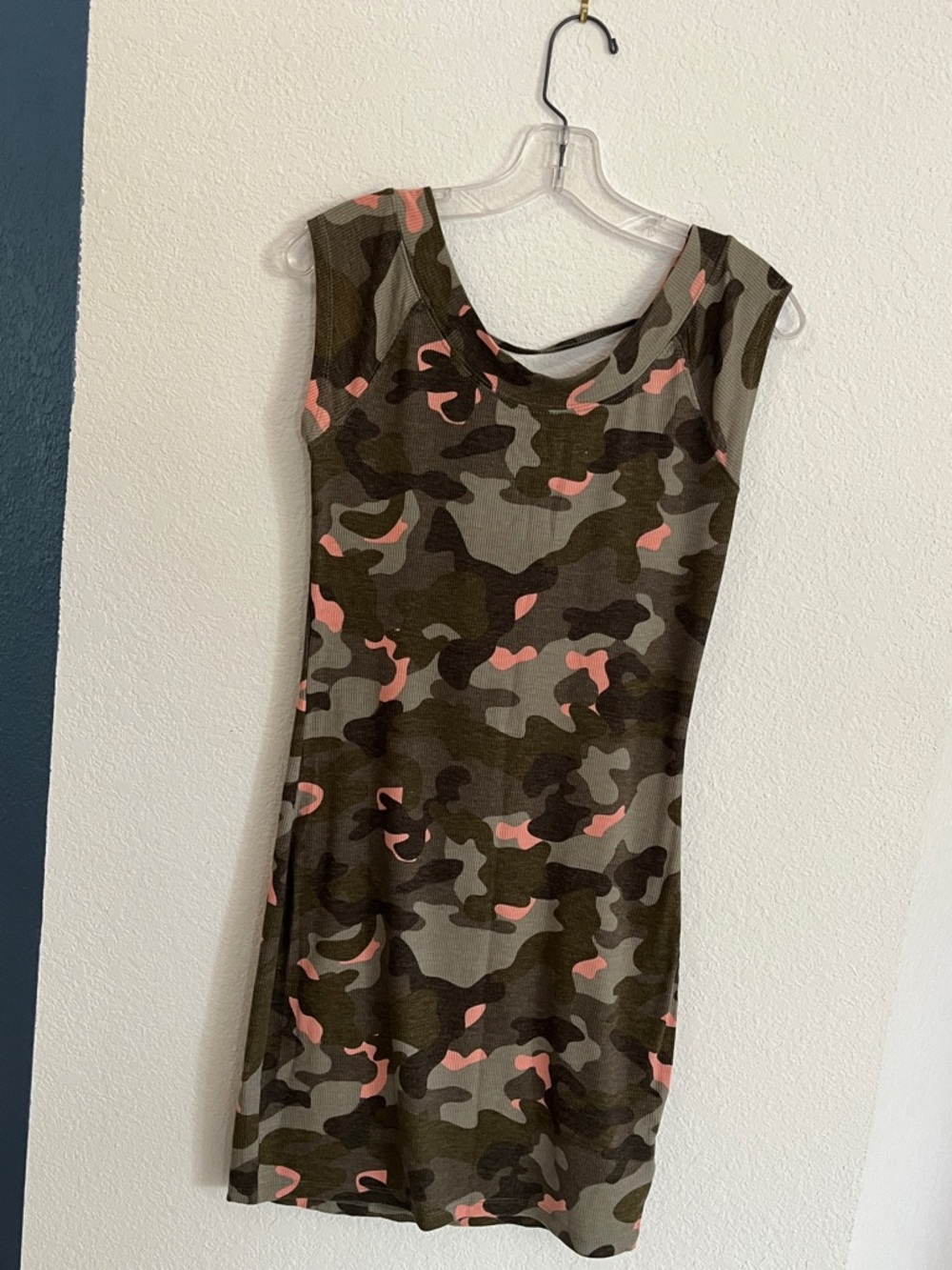 G by Guess Sleeveless short fitted Camo Print Dress with Pink Accents